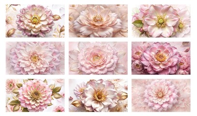 Delicate Pink and Cream Floral Blooms in Soft Pastel Shades