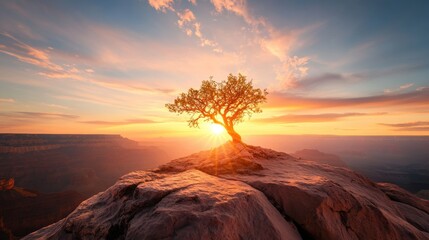 A sunset over a vast desert landscape, highlighting the awe inspiring beauty and power of nature.