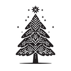 Christmas tree silhouette vector art illustration