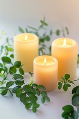 Circle of candles emitting warm light  minimalist composition with focus on illuminated candles