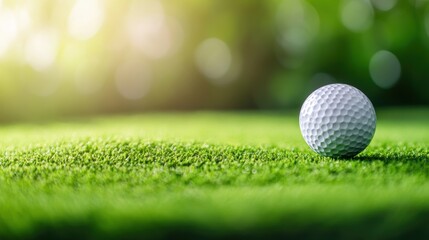 A close up shot of a golf ball on a green, highlighting the beauty and challenge of the sport.
