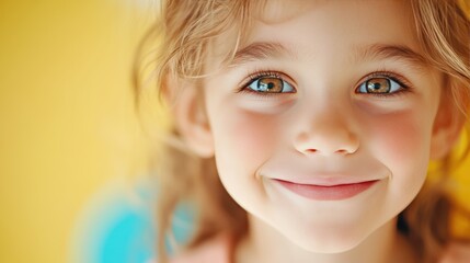A close up shot of a child smiling face as they participate in a club activity, capturing the joy and excitement of youth programs.