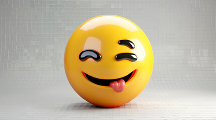 Fototapeta premium Smiley emoticon isolated on white background ,a yellow smiley face on a grey background