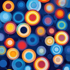 Abstract Digital Art Featuring Circular Geometric Patterns and Vibrant Colors on a Blue Background for Modern and Creative Design Projects