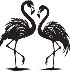 Beautiful flamingo bird silhouette illustration isolated on a white background