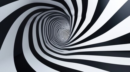 Abstract Black and White Swirling Tunnel