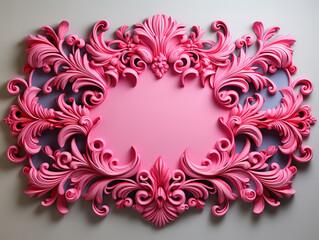 Superb Flowers with frame over pink invitation template