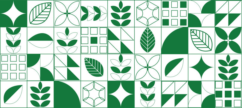 fresh green natural leaf line geometric background pattern