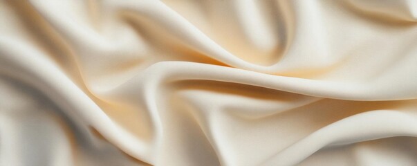 Obraz premium Elegant cream fabric with soft texture, perfect for backgrounds, fashion, or textile design. Smooth drapery highlights luxury.