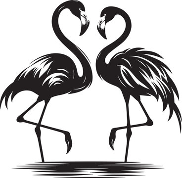 black flamingos standing together clip art preview