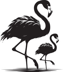 Fototapeta premium Beautiful flamingo bird silhouette illustration isolated on a white background