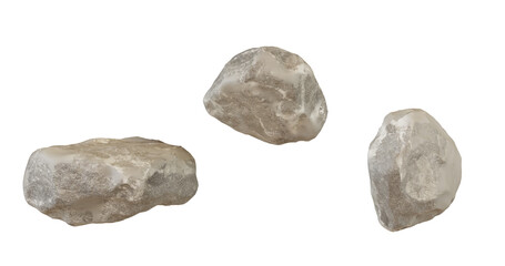 Three Rough Uncut Diamonds on transparent background
