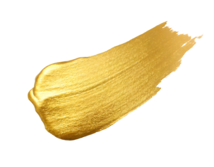 gold foil brush mark on a white isolated background. Generative AI.