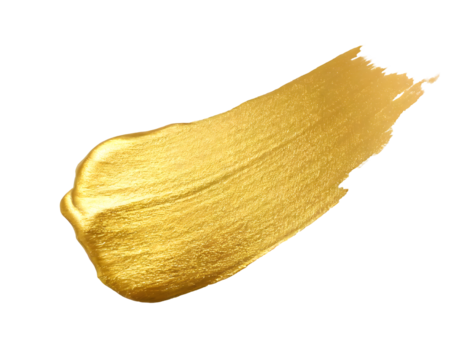 gold foil brush mark on a white isolated background. Generative AI.