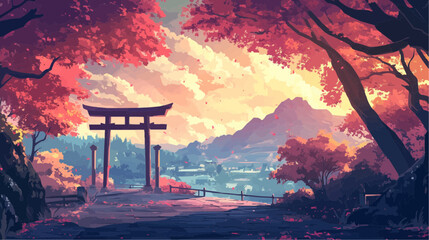 Landscape Vector - Relaxing Japanese Style