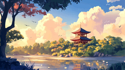 Landscape Vector - Relaxing Japanese Style