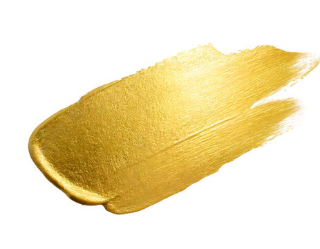 gold foil brush mark on a white isolated background. Generative AI. - Powered by Adobe