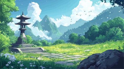 Landscape Vector - Relaxing Japanese Style