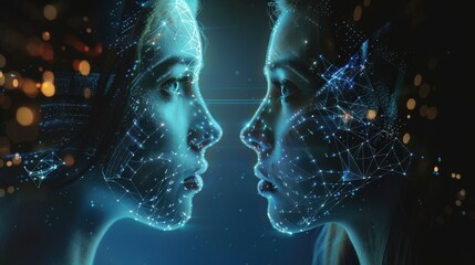 human communication with artificial intelligence. Generative AI technology.