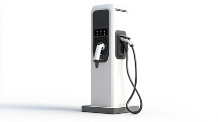 EV charging point with modern design on plain backdrop