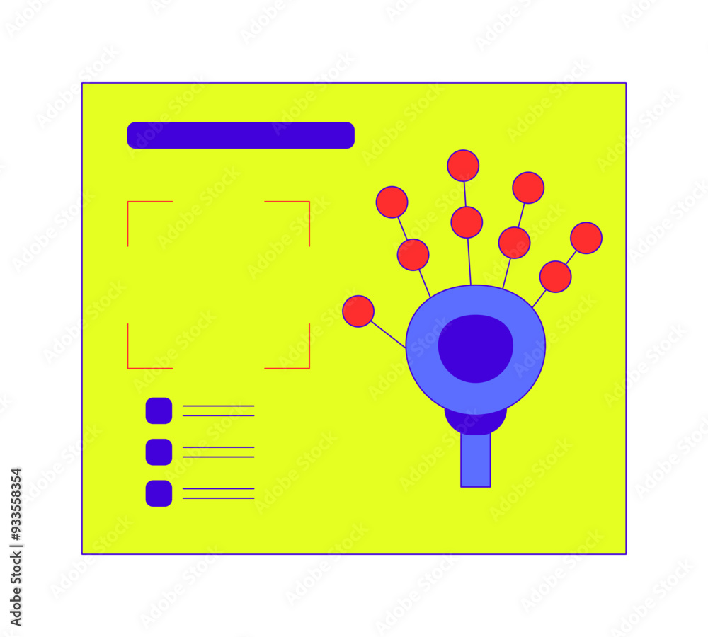 Poster handprint biometrics 2d cartoon object. scanning palm interface isolated flat vector element white b