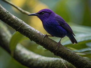Naklejka premium a Purple Honeycreeper amidst a beautiful natural landscape