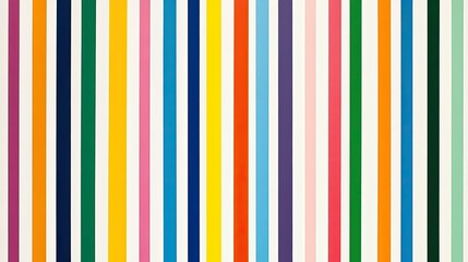 Fototapeta premium A series of evenly spaced straight lines in various colors, set against a white background, forming a simple yet striking pattern.
