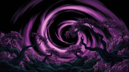 a captivating scene with a black and purple background