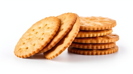 biscuits or crackers, front view, isolated against a white background, generative ai