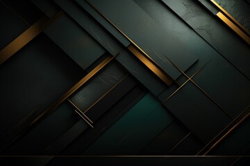 Abstract dark background with gold lines.