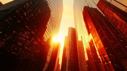 Obraz premium Golden Hour Skyscrapers