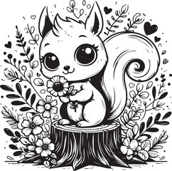 Obraz premium squirrel vector art,graphics squirrel icons set,vintage illustration squirrel clipart,vector squirrel flat style artwork design