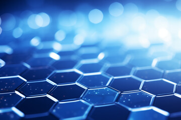 Obraz premium Abstract blue hexagons pattern background for design.Hi-tech science and research concept innovation.