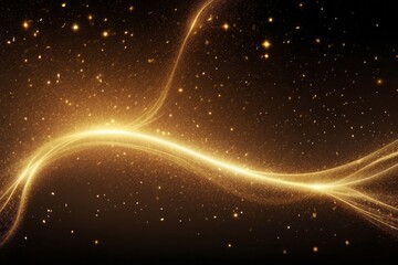 Obraz premium Golden Glowing Stream With Scattered Dust Particles