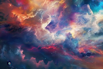 Fototapeta premium Cosmic Clouds with Stars and a Glow in the Distance