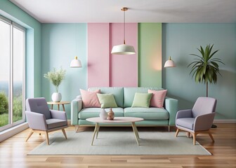 Fototapeta premium Pastel Minimalist Serenity: Pastel colors, clean lines, calming ambiance