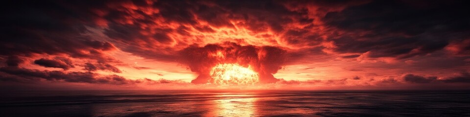 Epic 3D Apocalyptic Illustration: Global Nuclear War Aftermath. Spectacular Doomsday Concept Art for Marketing, UI Design, and High-Resolution Wallpapers. Minimalist Composition with Elegant Gradients
