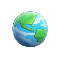 Creative 3D Earth Icon: Abstract Cartoon Planet for Environmental Protection Campaigns. Minimalist Design with Elegant Gradients for Eco-friendly Marketing, UI, and Graphic Design. Green Sustainabilit
