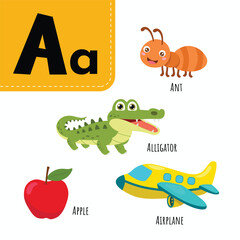 Vector of education english alphabet with cute cartoon for kids 