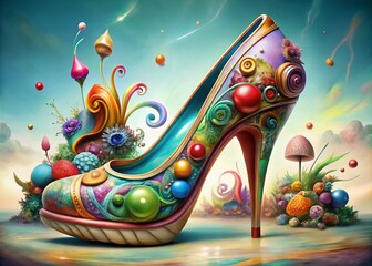 Obraz premium Whimsical Pump Fantasy: Playful, imaginative, surreal, whimsical colors, playful shapes