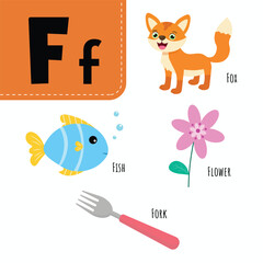 Vector of education english alphabet with cute cartoon for kids 