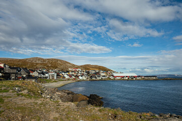 view of the village of Honningsvag, isle of Mageroya, Norway