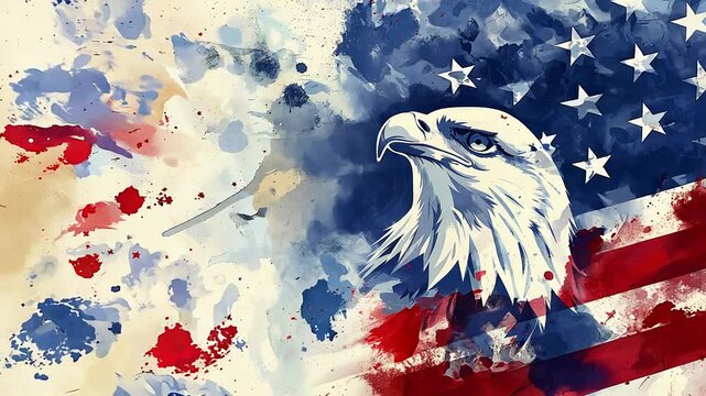 American bald eagle over a grunge textured American flag background. Perfect image for patriotic concepts related to the United States