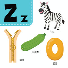Vector of education english alphabet with cute cartoon for kids 