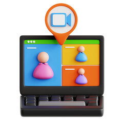 PNG 3D Video Conference icon isolated on a white background