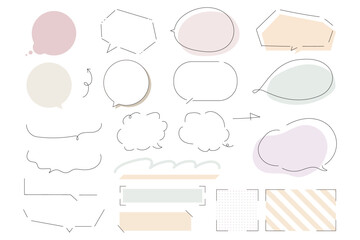 おしゃれな吹き出し　かわいい　フレーム　ライン　くすみ　矢印　エモい