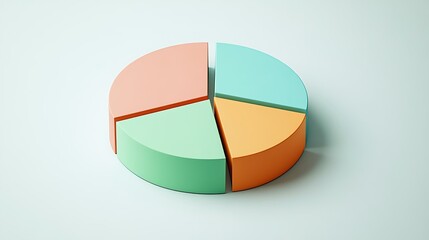 Obraz premium Modern Isometric Pie Chart Composition in Pastel Colors on Gray Background with Hyper-Realistic Style