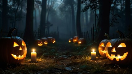 halloween pumpkin in the forest