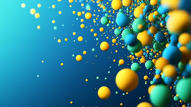 Abstract Isometric Scatter Plot Visualization with Geometric Dots in Yellow and Green on Blue Background