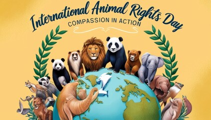 Fototapeta premium A vibrant and emotive illustration commemorating International animal right day